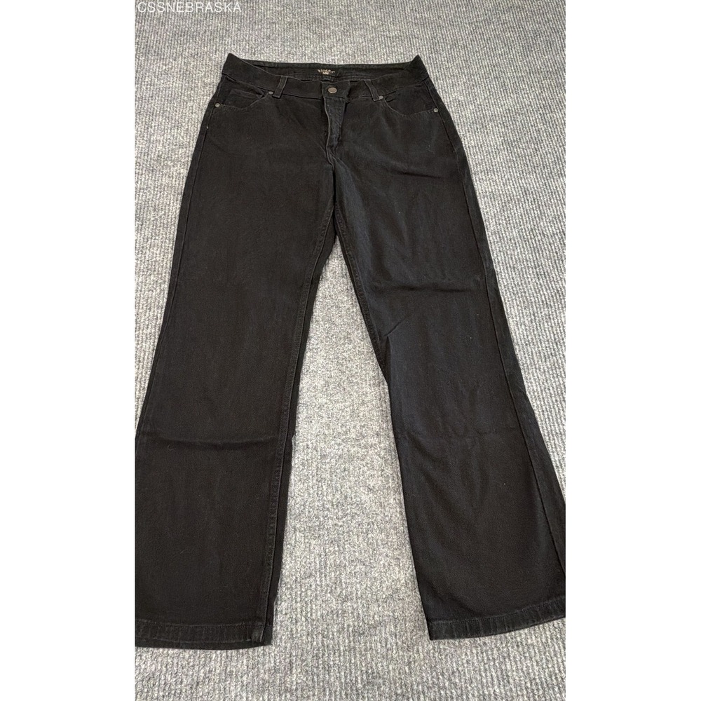 Riders Lee Dark Jeans Womens Black High Rise Straight Stretch Denim - Size 16P
